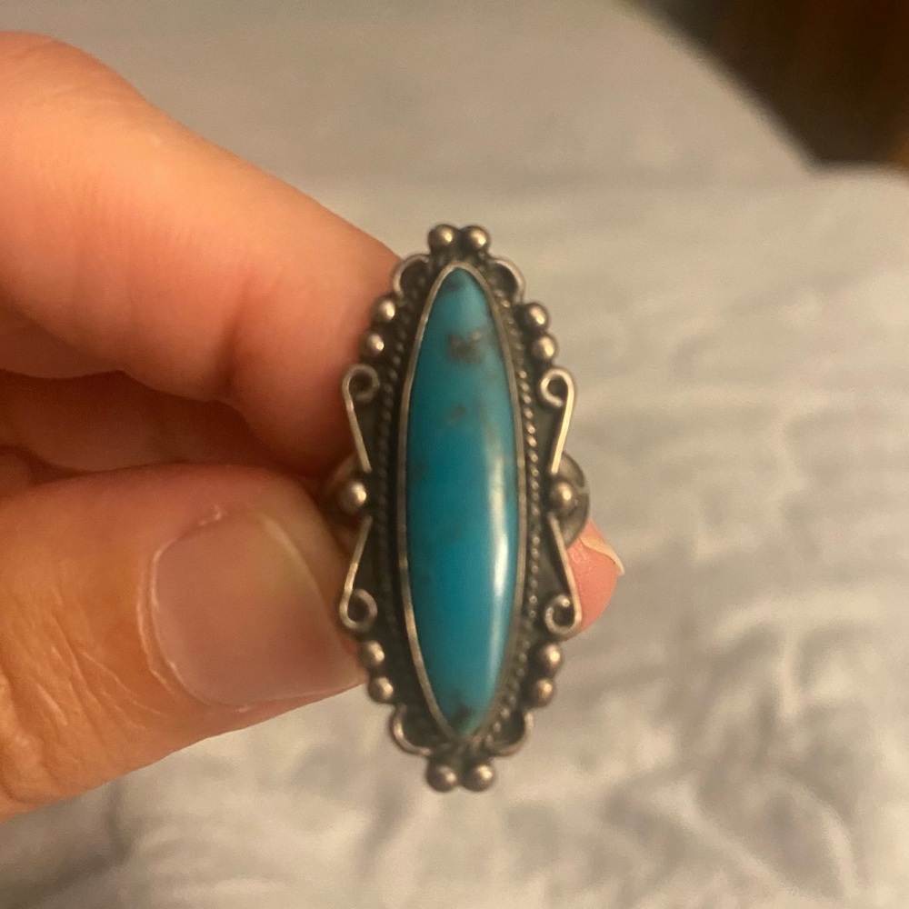 Old Turquoise Silver Women's Ring